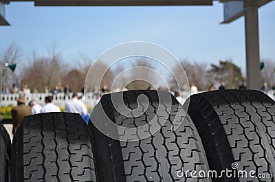 Wet weather tires at race meet.