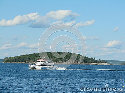 Whale watching boat near Bar Harbor Maine USA