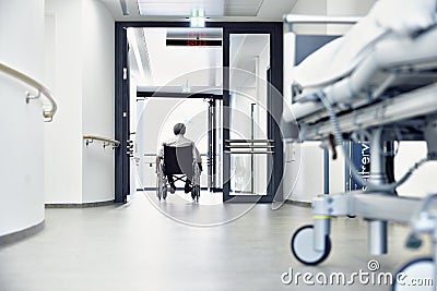 Wheelchair hospital corridor bed