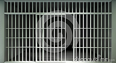 White Bar Jail Cell Front Locked