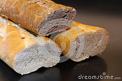 White and brown French bread