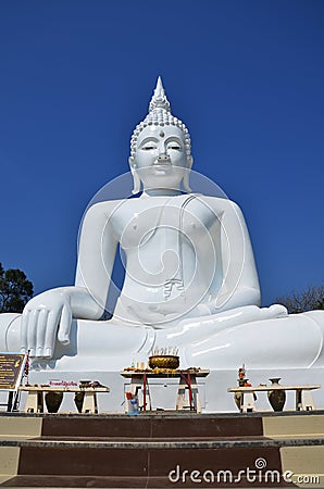 White Buddha at Kanchanaburi Thailand