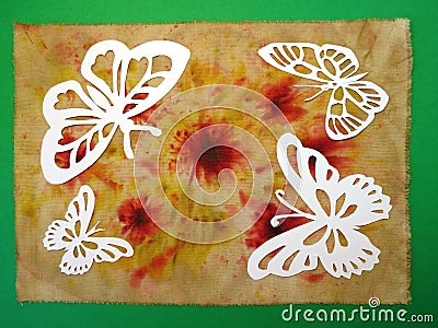 White butterflies. Paper cutting.