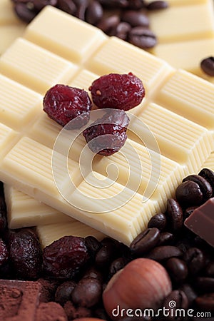 White chocolate bar with cranberries