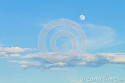 White cloud and blue sky with the moon