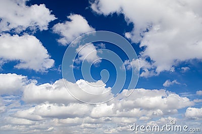 White clouds on blue sky horizontal background