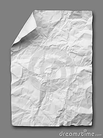 White crumpled paper on gray