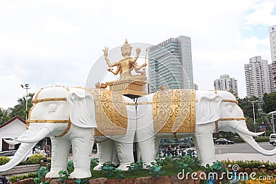 White elephant sculptures in folk culture plaza shenzhen china Asia