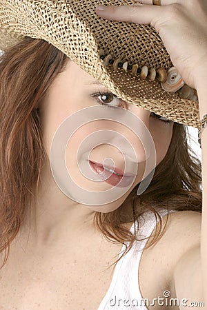 White Female in Cowboy Hat - Color