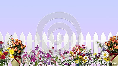 White fence with flowers