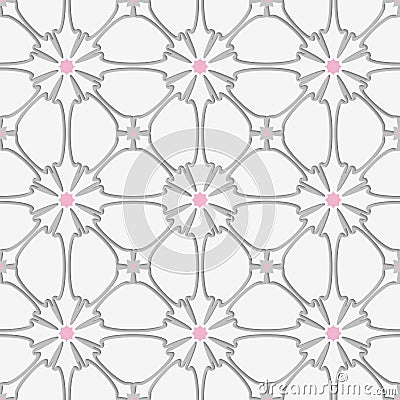 White flourish with pink tile ornament
