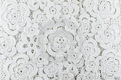 White flowers crocheted of wool