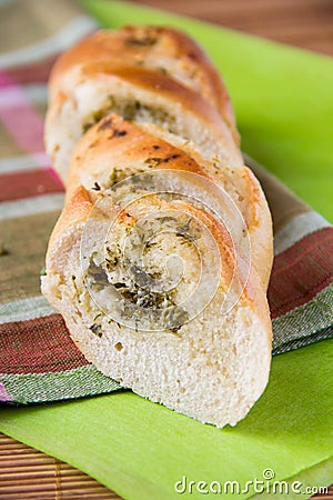 White French bread with herbs and garlic