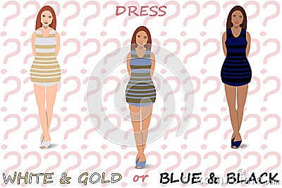 Stock Illustration: White and Gold or Blue and Black Dress