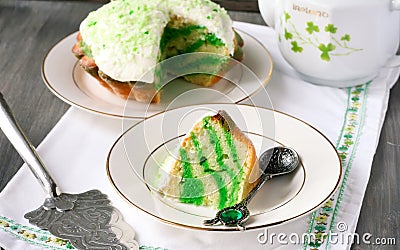 White and green zebra cake