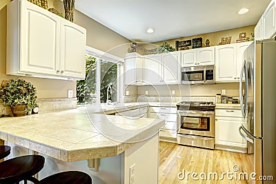 White kitchen room with window