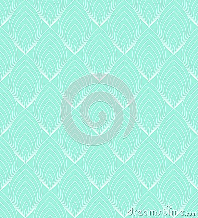 White Line leaves seamless pattern on blue