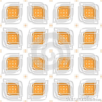 White linear leaves layered on orange seamless