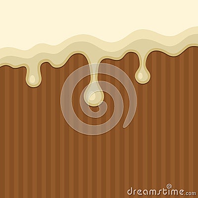 White Melted Chocolate Streams Background. Vector