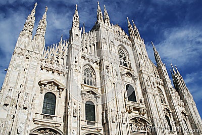 White Milan Cathedral in Gothic style