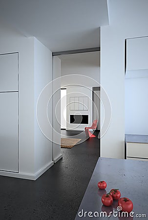 White modern minimalist loft
