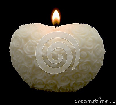 White Roses Heart Candle