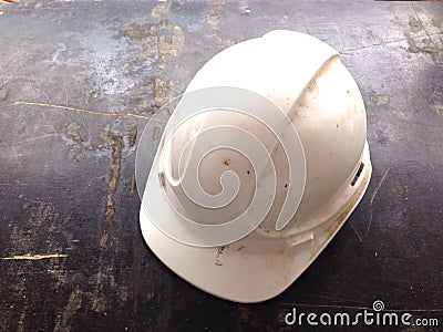 White safety helmets
