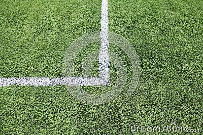 White stripe on the green soccer field