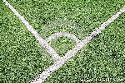 White stripe on the green soccer field
