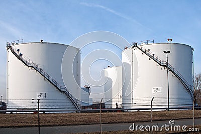 White tanks in tank farm