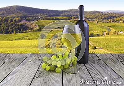 White wine glass bottle grape