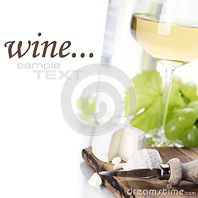 White wine, grape and cheese