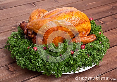 Whole roasted chicken with parsley