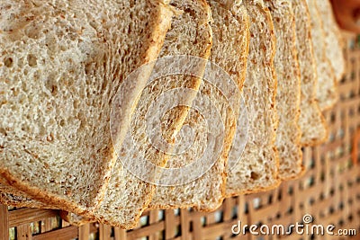 Whole wheat bread sliced ​​on a basket