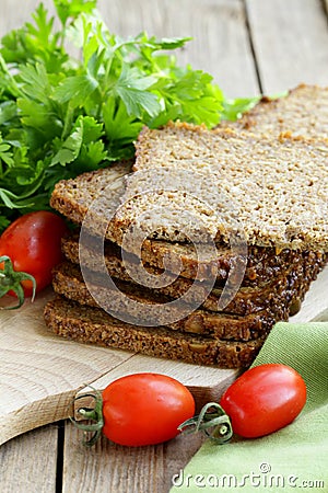 Wholegrain rye bread with bran and seeds