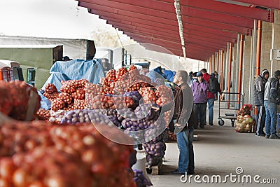 Wholesale food market Stolichniy in Kiev, Ukraine.