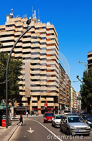 Wide modern street in spanish city. Murcia