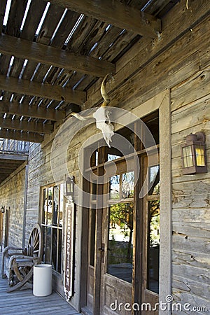 Wild West Hotel Entrance with Cow Skull