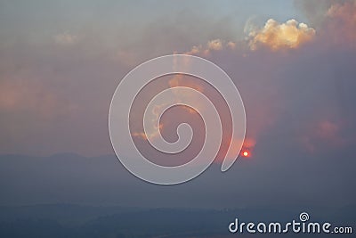 Wildfire smole over Rocky Mountains
