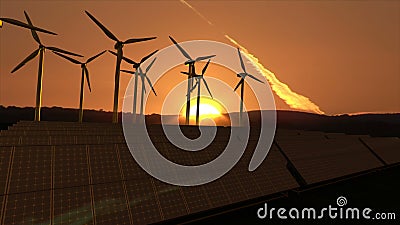 Wind turbines in activity