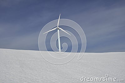 Wind turbines farm in winter