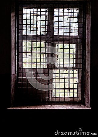 Window in cell with bars