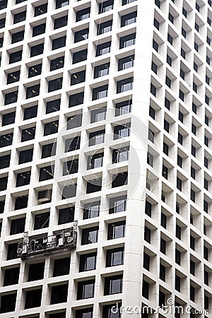 Window cleaner platform on a building