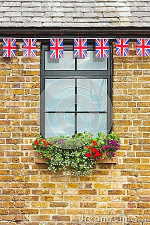 Window with Union Jack bunting above