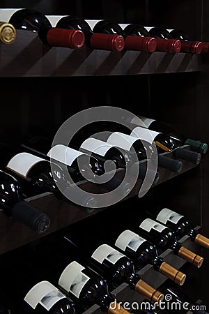 Wine bottles in a liquor store