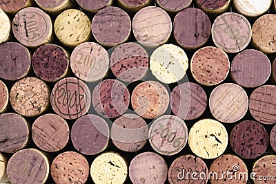 Wine corks on black background