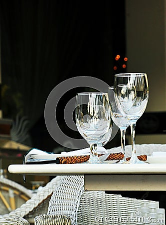 Wine glass and fine dining outdoor