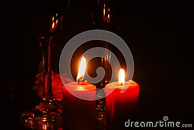 Wine, roses and candles