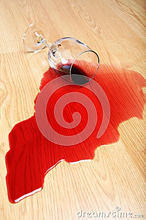 Wine spill on hardwood floor