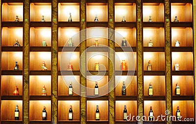 Wine , whisky, chinese liquor in the shelf
